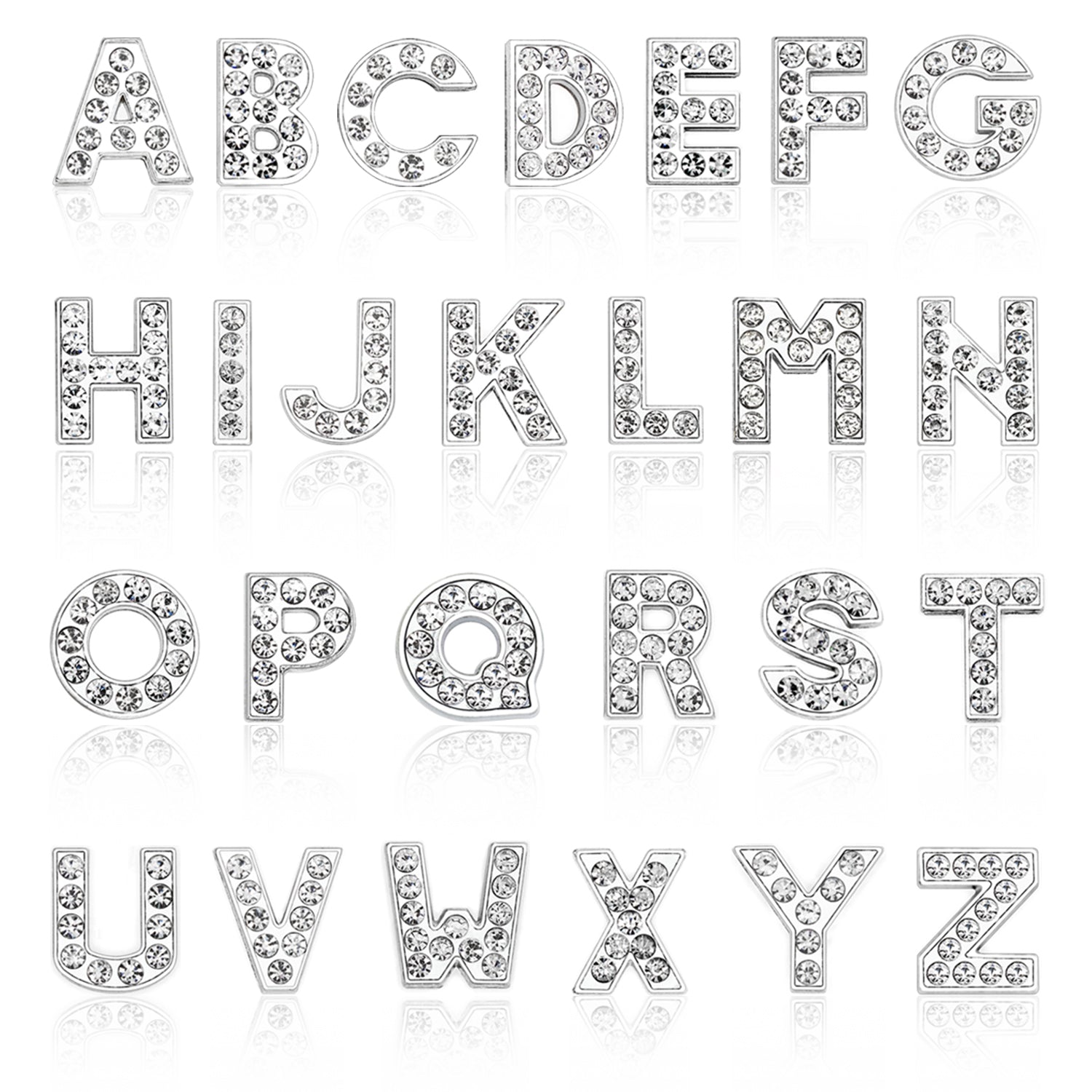 A-Z Rhinestones Charms, Alphabet Charms, Slide Letters, 8mm