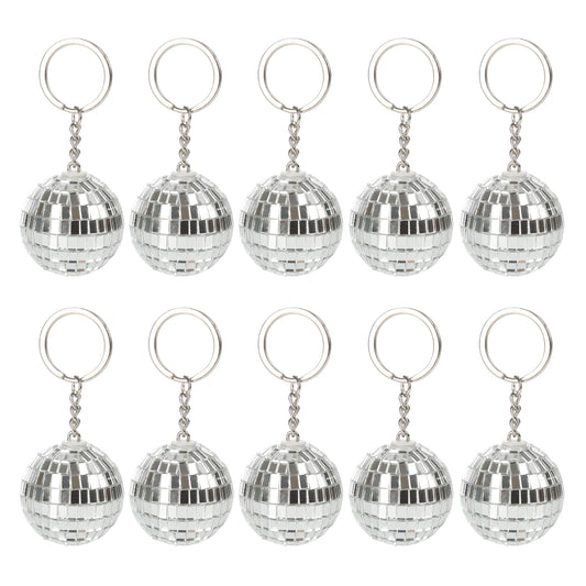 Silver 12Pcs Disco Ball Keychain Mini 70s Disco Mirror Ball Party Supplies Favors Decorations